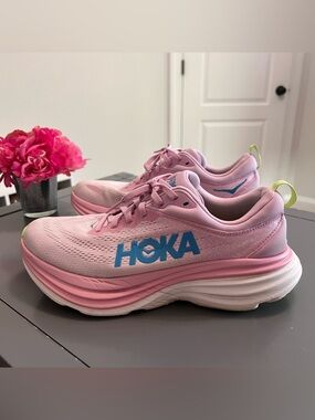 HOKA One One Pink Bondi 8 Running Sneakers